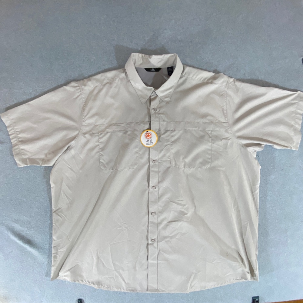Wrangler Performance Series Mens 3XL Tan Fishing Shirt UPF 30 breathable wicking